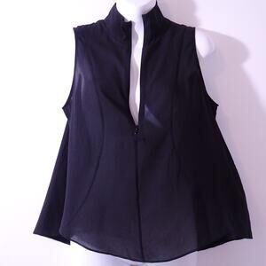 theyskens' theory Women's Silk Sheer Trapeze Swing Zip Sleeveless Top Sz S